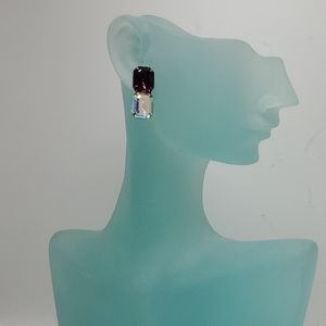 Purple and rainbow 2 stone earrings